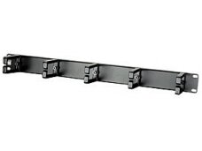 19" 1U Wire Management Panel with 5 Rings, Black