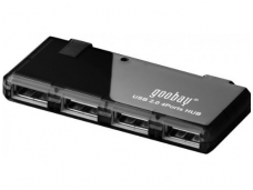 4 portų USB 2.0 šakotuvas su 2A maitinimo šaltiniu, juodas
