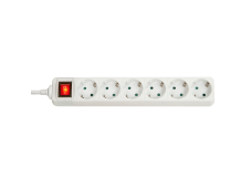 6-Way Schuko Mains Power Extension with Switch, White