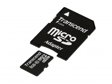 Atminties kortelė Transcend microSDHC 8GB CL10 + adapt. 1