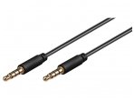 Audio kabelis 3.5mm M-M 4 polių 3m, juodas
