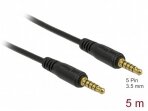 Audio kabelis 3.5mm M-M 5 polių 5m, juodas