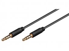 Audio kabelis 3.5mm M-M 4 polių 0.5m, juodas