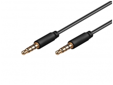 Audio kabelis 3.5mm M-M 4 polių 1.5m, juodas