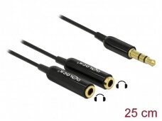 Audio šakotuvas 3.5mm M 3k > 2x 3.5mm F 3k, juodas