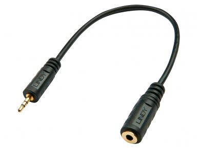 Audio kabelis 2.5mm M - 3.5mm F 0.2m