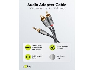 Audio kabelis 3.5mm - 2xRCA 0.5m 4