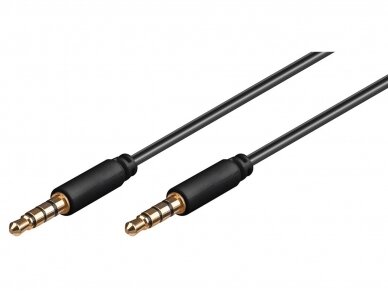Audio kabelis 3.5mm M-M 4 polių 0.5m, juodas