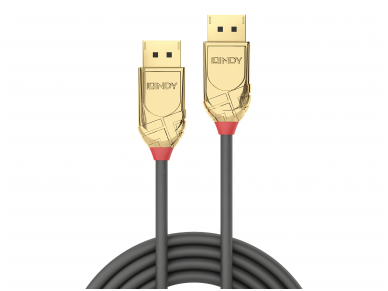 DisplayPort kabelis 10m 4K UHD DP1.2, 21.6Gbps, GOLD Line 1