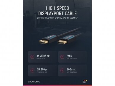 DisplayPort kabelis 10m Clicktronic 4K DP1.2 6