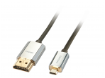 HDMI 2.0 cat2 4K - micro HDMI kabelis 4.5m, Slim, CROMO