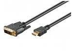 HDMI - DVI-D kabelis 1m 1080p, paauksuoti kontaktai