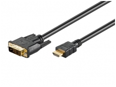 HDMI - DVI-D kabelis 2m 1080p, paauksuoti kontaktai