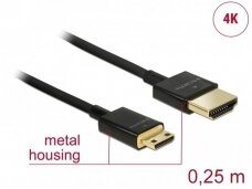 HDMI - mini HDMI  kabelis 0.25m, 4K, juodas