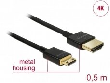 HDMI - mini HDMI  kabelis 0.5m, 4K, juodas