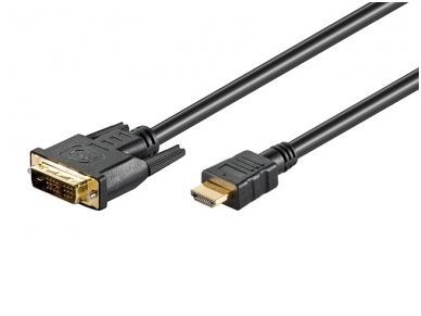 HDMI - DVI-D kabelis 2m 1080p, paauksuoti kontaktai