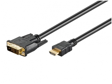 HDMI - DVI-D kabelis 5m 1080p, paauksuoti kontaktai