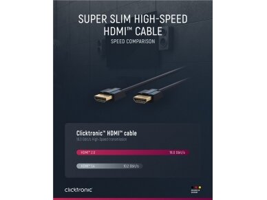 HDMI kabelis 0.5m, Clicktronic, 2160p 4K, 4mm storio 3