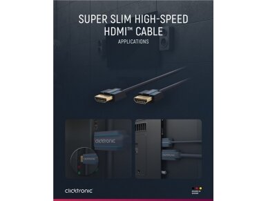 HDMI kabelis 0.5m, Clicktronic, 2160p 4K, 4mm storio 2