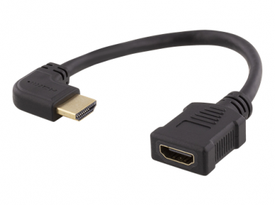 HDMI M - HDMI F kampinis perėjimas, 0.2m 4K, į kairę