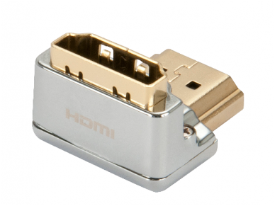 HDMI M - HDMI F kampinis perėjimas, kabelis į apačią, CROMO 1