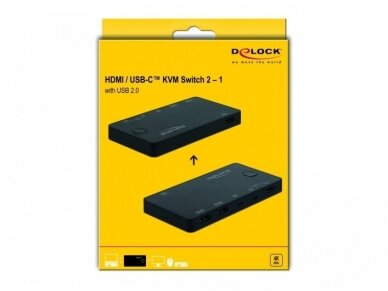 HDMI/ USB-C KVM perjungėjas 2>1, USB2.0, 4K 2