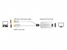 Keitiklis HDMI į DisplayPort 4K60, USB maitinimas
