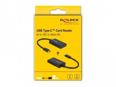 Keitiklis USB-C 3.1 į SD, micro SD, MMC kortelių skaitytuvą 3