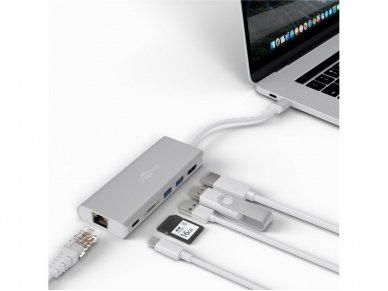Keitiklis USB-C į 2xUSB 3.0, HDMI, CR, RJ45, PD 1