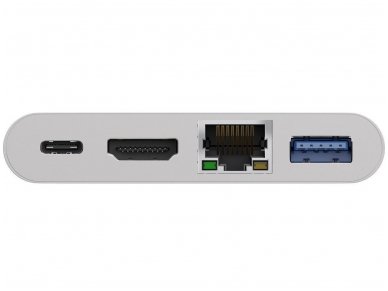 Keitiklis USB-C į HDMI 4K, 1xUSB3.0, 1xUSB-C, LAN Gigabit 1