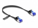 Komutacinis kabelis 0,25m U/FTP Cat6A plokščias, juodas TPE