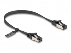 Komutacinis kabelis 0,25m U/FTP Cat8.1 plokščias, juodas TPE