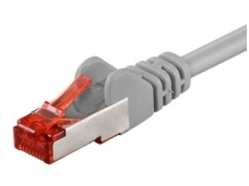 Komutacinis kabelis 0,5m S/FTP Cat6 Pimf, pilkas LSZH CU