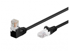 Komutacinis kabelis 0,5m UTP Cat5E, juodas kampinis-tiesus