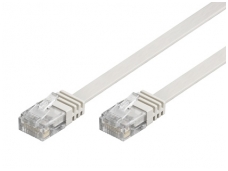 Komutacinis kabelis 3m UTP Cat6 plokščias, baltas CU