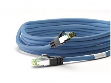 Komutacinis kabelis 0,25m S/FTP Cat8.1 Pimf, mėlynas LSZH CU 3