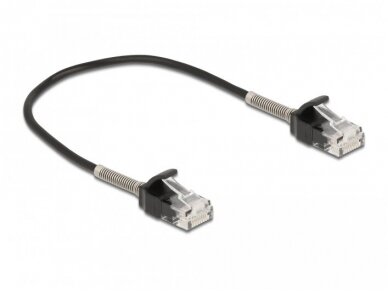 Komutacinis kabelis 0,25m UTP Cat6A 3.6mm, juodas CU 1