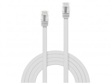 Komutacinis kabelis 0.3m U/UTP Cat6, plokščias, baltas 1