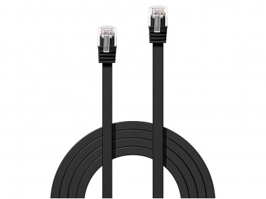Komutacinis kabelis 0.3m U/UTP Cat6, plokščias, juodas 1