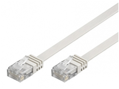 Komutacinis kabelis 0,5m UTP Cat6 plokščias, baltas CU