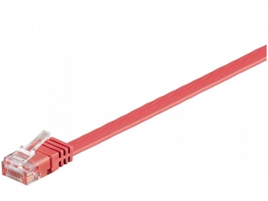 Komutacinis kabelis 0,5m UTP Cat6 plokščias, raudonas CU 1