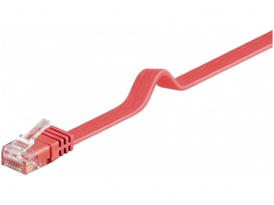 Komutacinis kabelis 0,5m UTP Cat6 plokščias, raudonas CU