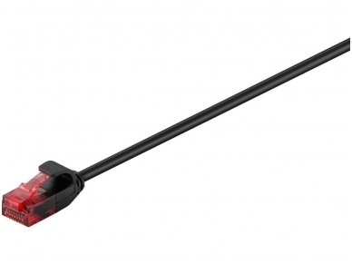 Komutacinis kabelis 10m UTP Cat6 SLIM 3.6mm, juodas CU