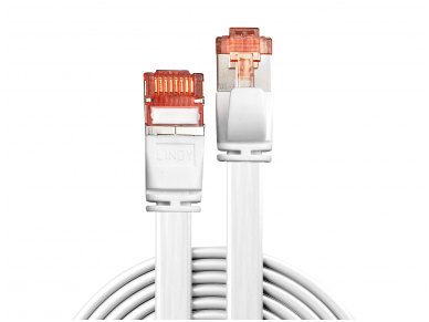 Komutacinis kabelis 1m U/FTP Cat6, plokščias, baltas 1