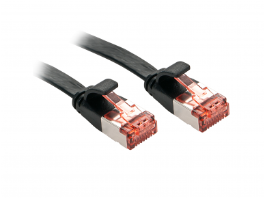 Komutacinis kabelis 1m U/FTP Cat6, plokščias, juodas