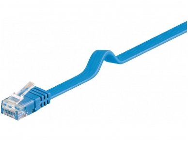Komutacinis kabelis 1m UTP Cat6 plokščias, mėlynas CU