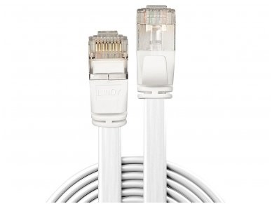 Komutacinis kabelis 2m U/FTP Cat6A, plokščias, baltas 1