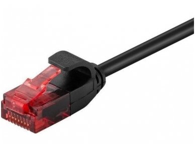 Komutacinis kabelis 3m UTP Cat6 SLIM 3.6mm, juodas CU 1