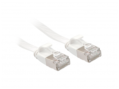Komutacinis kabelis 5m U/FTP Cat6A, plokščias, baltas