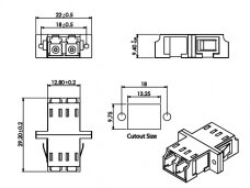LC/LC tipo optinis adapteris, SM "Duplex"